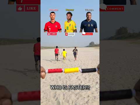 WHO IS FASTER!? ⚡️ Ronaldo Neymar Mbappe #shorts #speed #challenge #ronaldo #neymar #mbappé #viral