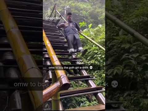 Man falling down stairs and then crying