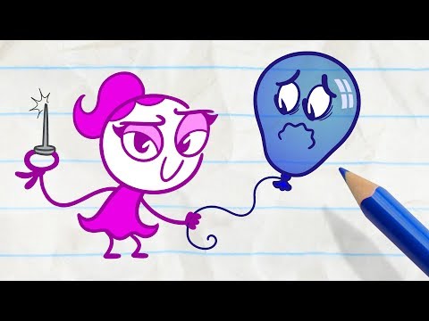 Pencilmate Battles a Balloon!  -in- ALL HELIUM BREAKS LOOSE - Pencilmation Cartoons for Kids