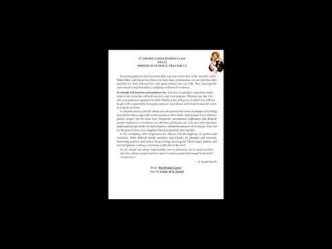 ST. JOSEPH CONSECRATION CLASS DAY 22, Mirror of Patience, Pray for us