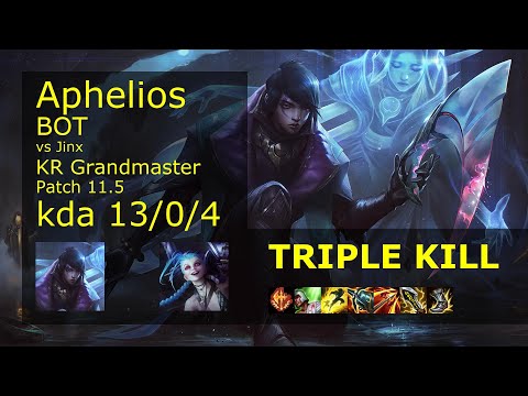 Aphelios ADC & Thresh vs Jinx & Senna - KR Grandmaster 13/0/4 Patch 11.5 // [롤] 아펠리오스 vs 징크스