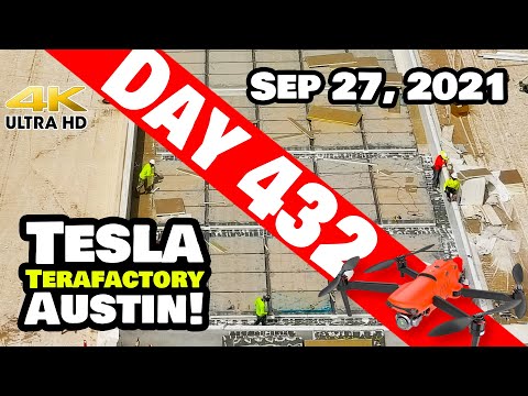 Tesla Gigafactory Austin 4K  Day 432 - 9/27/21 - Tesla Texas - TONS OF ROOF WORK AT GIGA TEXAS!