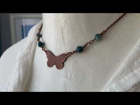 Salt Etched Copper Butterfly Necklace