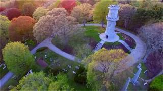 Flying over Mt Auburn Cemetery - Spring