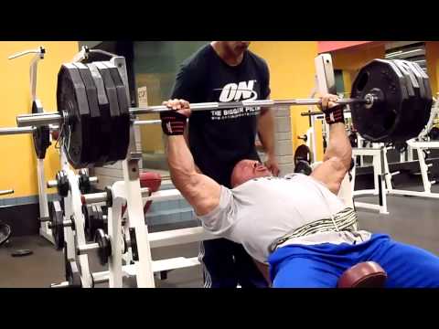 Stan Efferding "Rhino" 495 pound incline bench press x 5 reps.