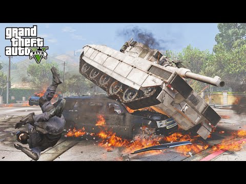 GTA 5 RHINO TANK CRASHES COMPILATION - DESTRUCTION