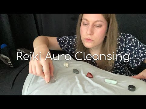 Reiki Aura Energy Cleansing with Gemstones and Plucking [Real Person ASMR]