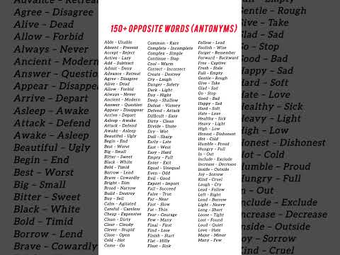 #150+ opposite words (antonyms)#Learning English#English Grammar#Words#Shorts