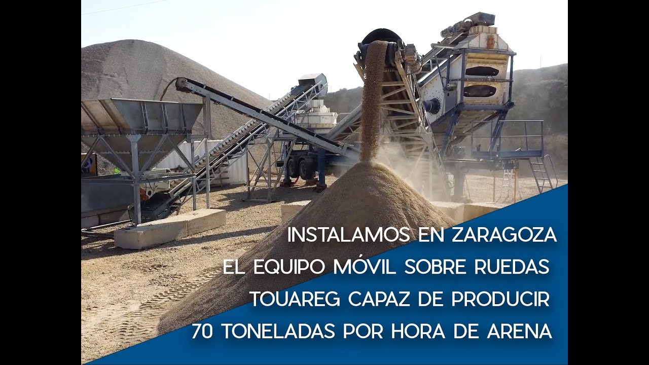 Instalamos en Zaragoza el equipo móvil sobre ruedas Touareg capaz de producir 70 tn/h de arena