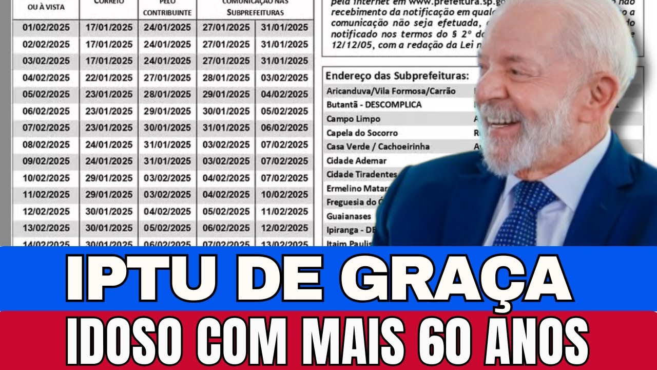 IPTU DE GRAÇA PARA IDOSOS COM MAIS DE 60 ANOS! VEJA COMO GARANTIR ISENÇÃO NA COBRANÇA DE 2025