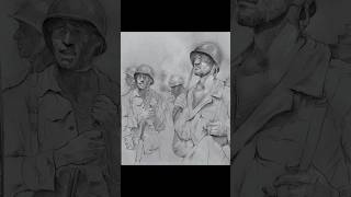 サイパン島の戦いに挑む米軍兵士 #鉛筆 #お絵描き