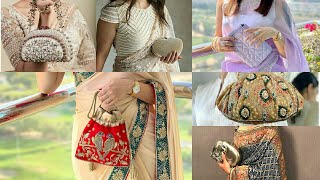 Clutch with saree / purse with saree/ Handbag with saree / potli style purse with saree for wedding