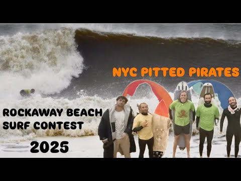ROCKAWAY BEACH PITTED PIRATES CONTEST 2025 - Unnamed Nor'Easter brings barrels to NYC Surfing Comp