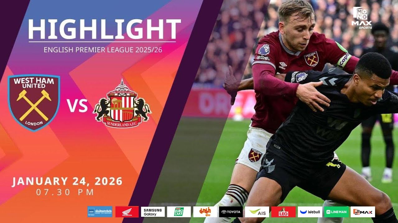 [Highlight] PremierLeague : เวสต์แฮม vs ซันเดอร์แลนด์ (24-01-69)
