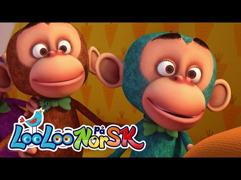 Fem Små Apekatter og dyresanger for barn | LooLoo Barnesanger på Norsk