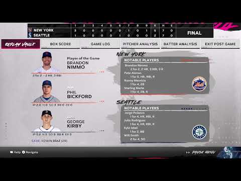 Mariners (67-49) vs Mets (45-71) | Gm 117/162