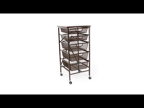 Origami 5Drawer Kitchen Cart with Wooden Top