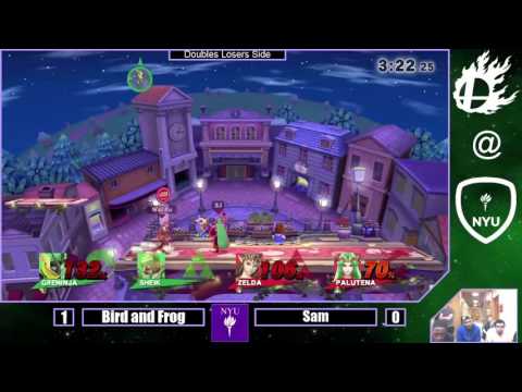 Bird and Frog (Greninja + Sheik) vs Sam (Zelda + Palutena) - LQ - Smash 4 NYU Tournament #5