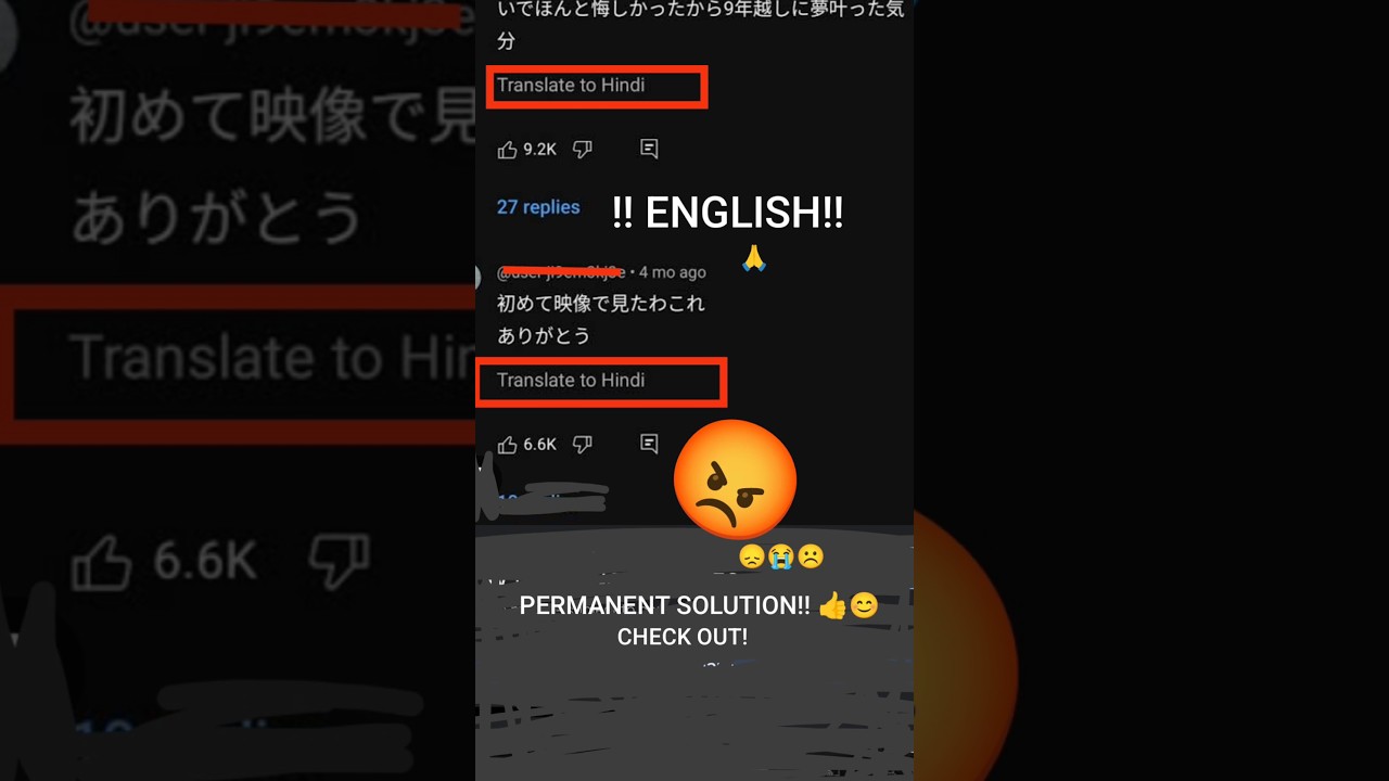 Fix youtube comments translation. Hindi to English. fix in all Google app at once.