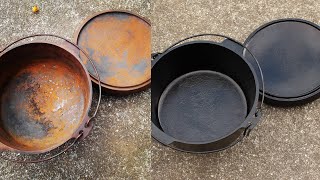用醋去除荷兰烤箱上的铁锈。 / Remove Rust / Dutch Oven