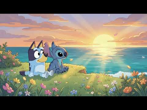 Bluey & Stitch Sunset Ocean View 🌅 Summer Lofi Beats for Study & Work 🌊 Calm Golden Hour Vibes
