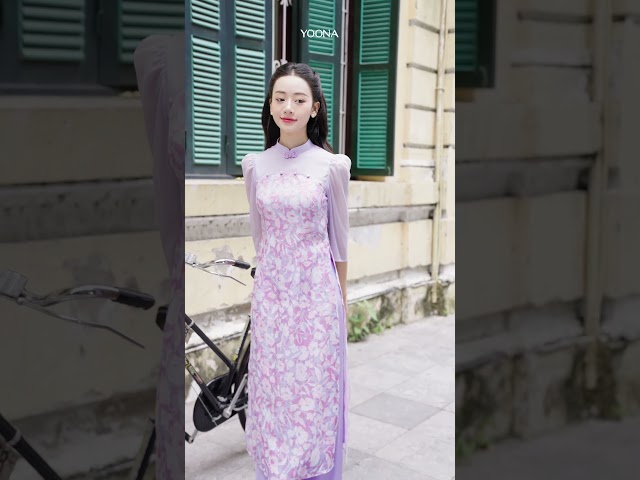 NT26B308 - Sét bộ áo dài tơ hoa 3D