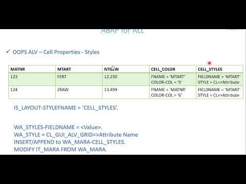 Video 7: ABAP for ALL - OO ALV - Cell Properties