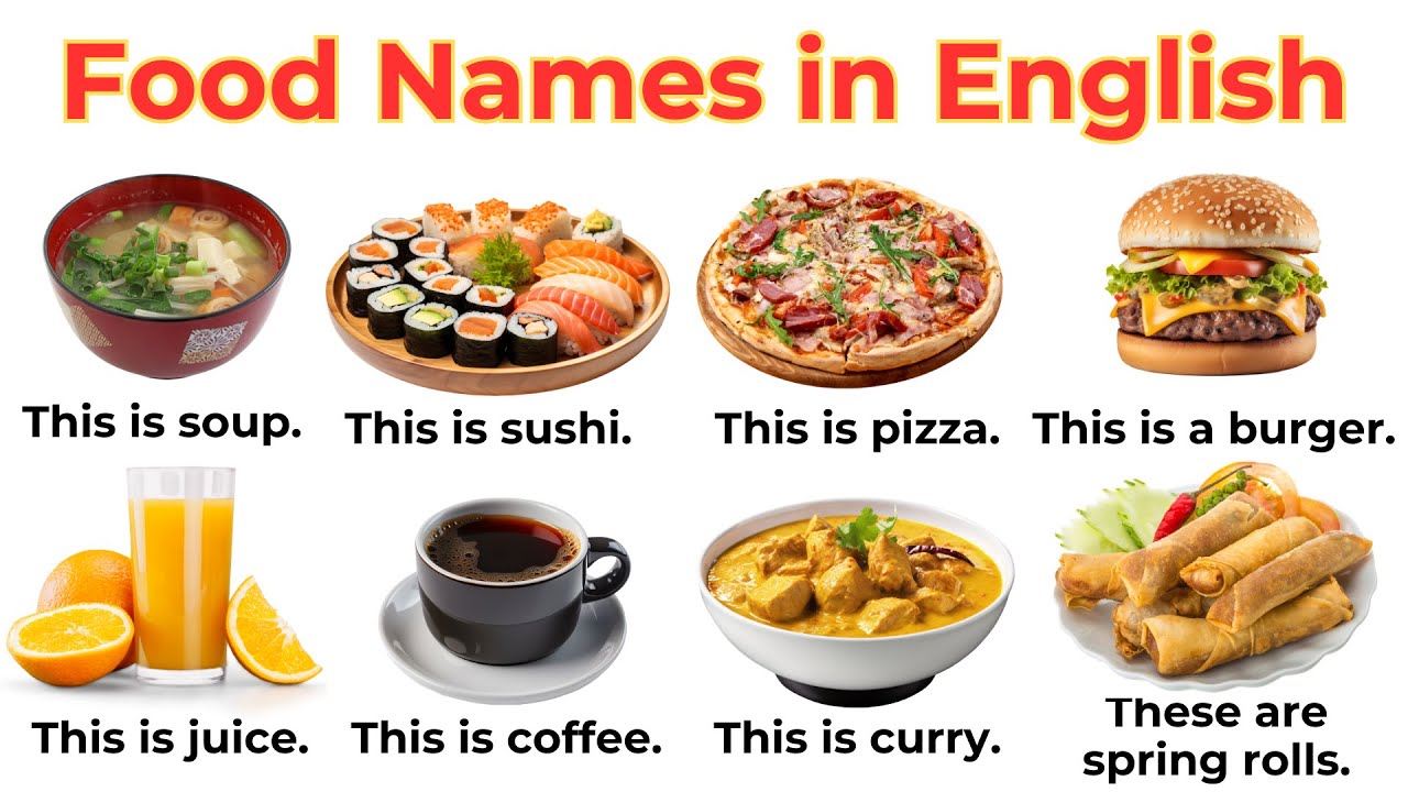 100 Food Names with Simple Sentences for Kids | Learn English Vocabulary | Food Names With Sentences