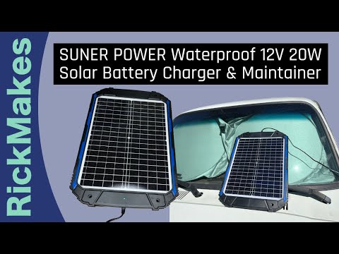 SUNER POWER 25W 12V Solar Panel PRO, Built-in Intelligent MPPT Controller, Waterproof 12 Volt 25 Watt Solar Panel Battery Trickle Charger for Car Marine RV Trailer Boat Automotive video review thumbnail