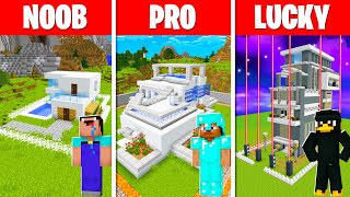 Minecraft NOOB vs PRO vs LUCKY | PROTECTED FAMILY HOUSE BUILD in Minecraft | Animation