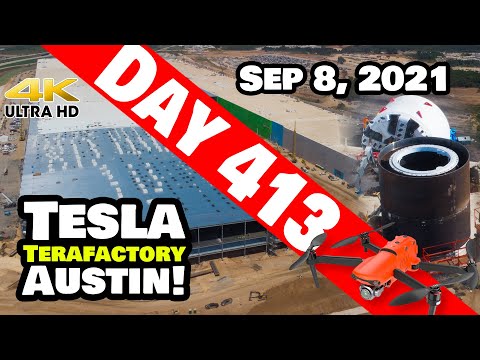 Tesla Gigafactory Austin 4K  Day 413 - 9/8/21 -Tesla Terafactory TX - GIGA TEXAS & BORING CO UPDATE!