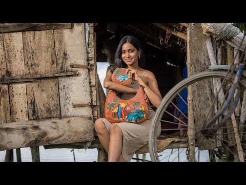 Anuschka Hand-Painted & Embroidered Leather Hobo - Surf Town