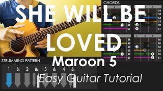 She Will Be Loved - Maroon 5 - Easy Guitar Tutorial (No Capo)