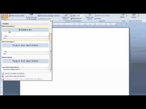 comment construire un sommaire dans word