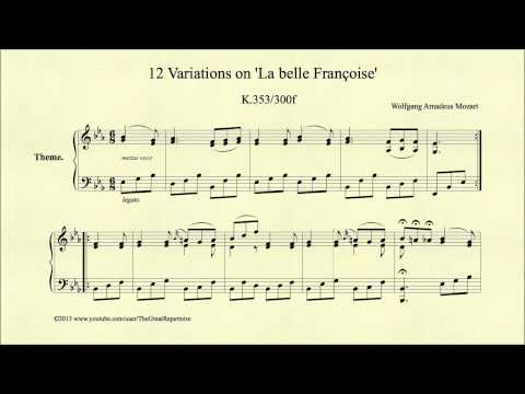 Mozart, 12 Variations on La belle Francoise, K353 300f, Theme