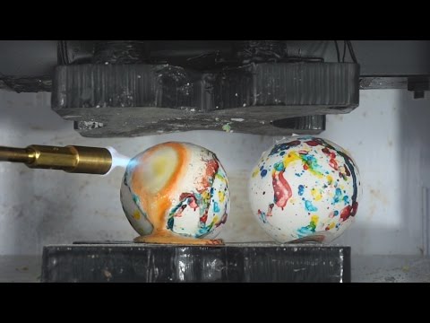 Giant Molten Jaw Breakers Crushed With Hydraulic Press Video