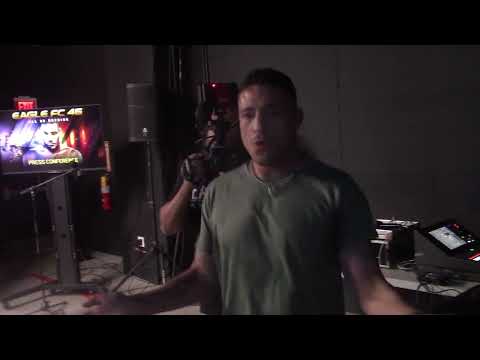 A heated, hyped up Diego Sanchez had to be held back from going after Kevin Lee Eagle FC 46 Presser