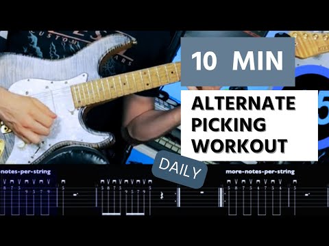 10 MIN ALTERNATE PICKING WORKOUT // building up speed and precision on guitar - Rafael Trujillo