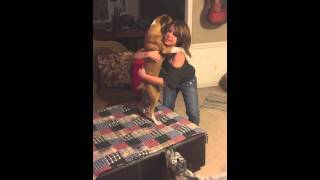 Boxer loves piggy back rides