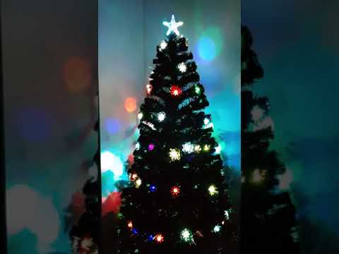 6ft Fibre Optic Black Christmas Tree with Multi-Coloured LED Flowers