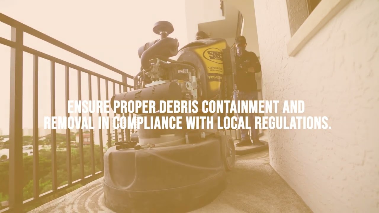 Concrete Coating Removal - 10 story walkway | Designer Concrete of the Palm Beaches