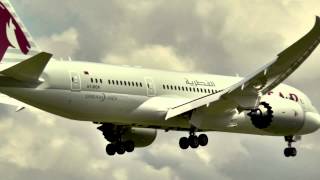 preview picture of video 'Qatar Airways Boing 787 Dreamliner A7-BCK ZRH Rwy14'