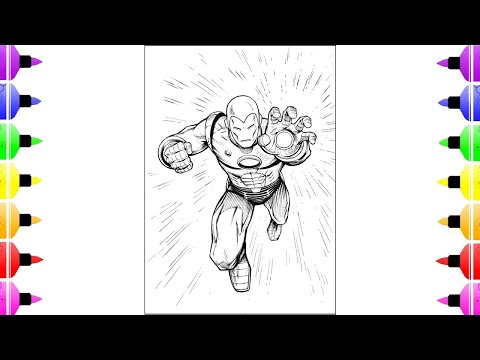 Iron Man Coloring Pages, AVENGERS Coloring Pages, Flying Iron Man Coloring Pages, Draw and Color TV
