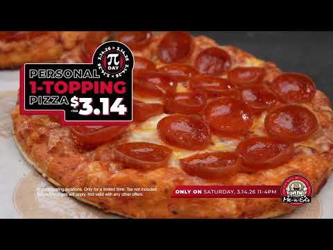 $3.14 Me-n-Ed's Personal 1-Topping Pizza for Pi Day!