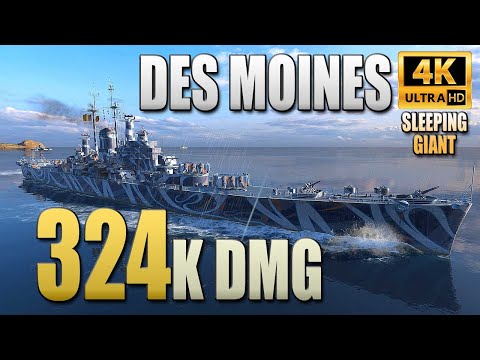 Cruiser Des Moines on map Sleeping Giant, 324k damage - World of Warships