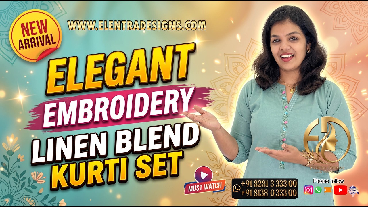 Elegant Embroidered Linen Blend Kurti Set for Women | Daily & Occasion Wear | Elentra Designs
