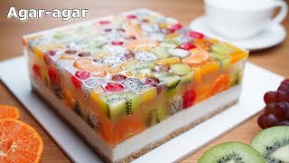 No-Gelatin / No-Egg / 과일 젤리 치즈케이크 / Agar Jelly Fruit Cake Recipe / No-Oven / 컵 계량 / Easy Recipe