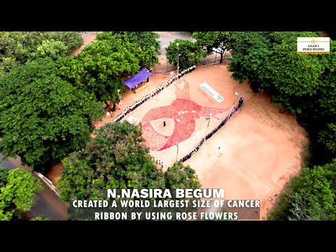 Created a World Largest Size of Cancer Ribbon Using Rose Flowers| Nasira Begum| Kalams World Records