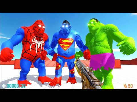 FPS Avatar with all weapons in battle VS Spiderman with Hulk - Animal Revolt Battle Simulator