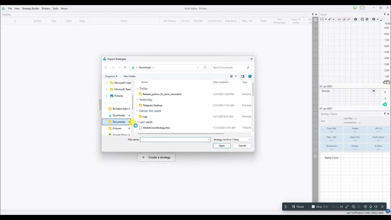 Importing Strategy Files into Build Alpha